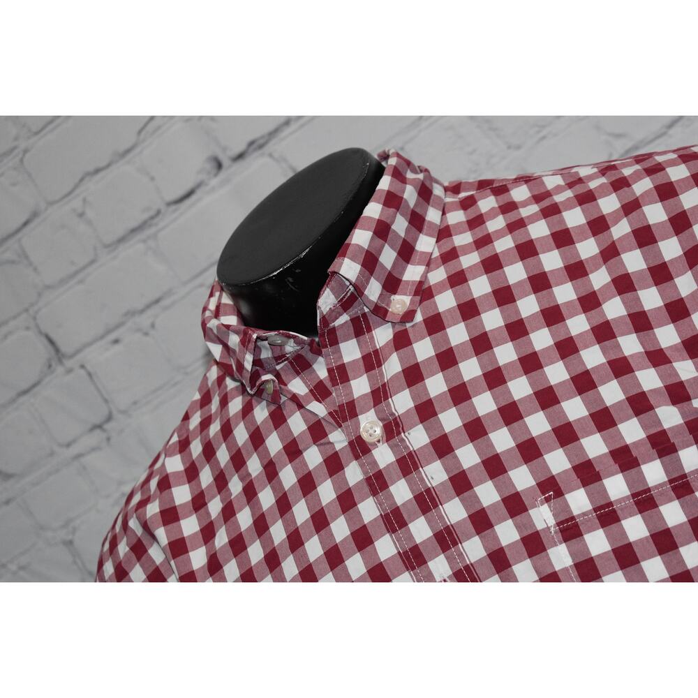 J Crew Dress Shirt Mens Size Large Fit Red White Gingham Plaids - Picture 3 of 7